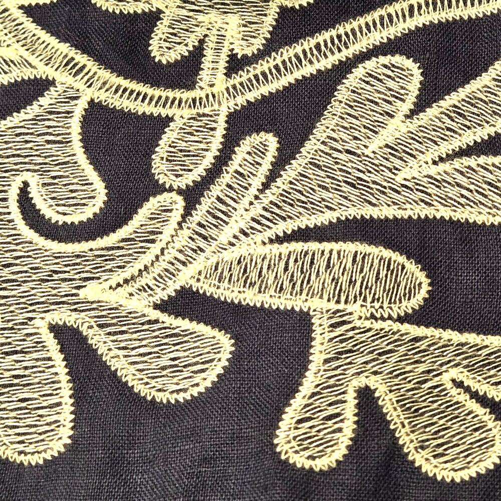 MAR Brazil Navy 100% Linen Embroidered Midi Shift Dress L Boho Mediterranean - Picture 8 of 10